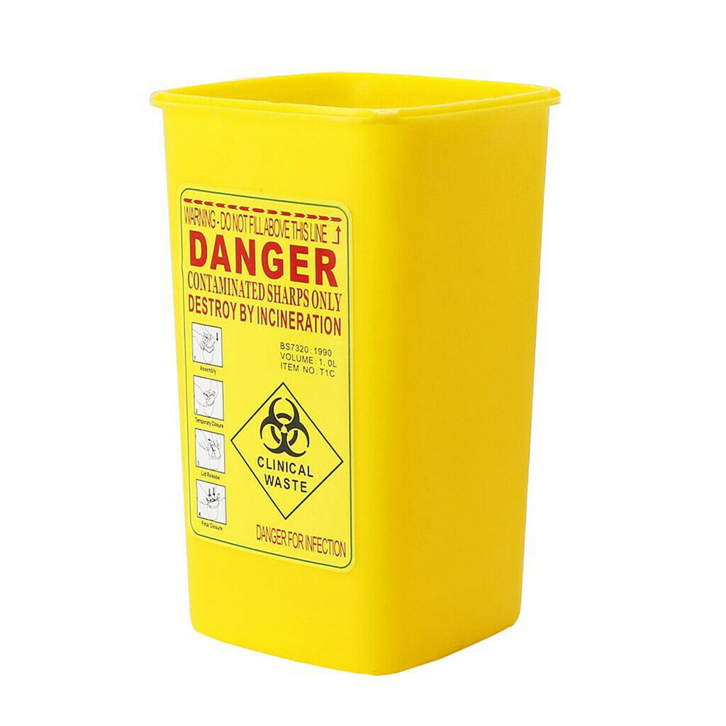 Portable Tattoo Sharps Biohazard Bin Basket Container Trash Can 1 Litre