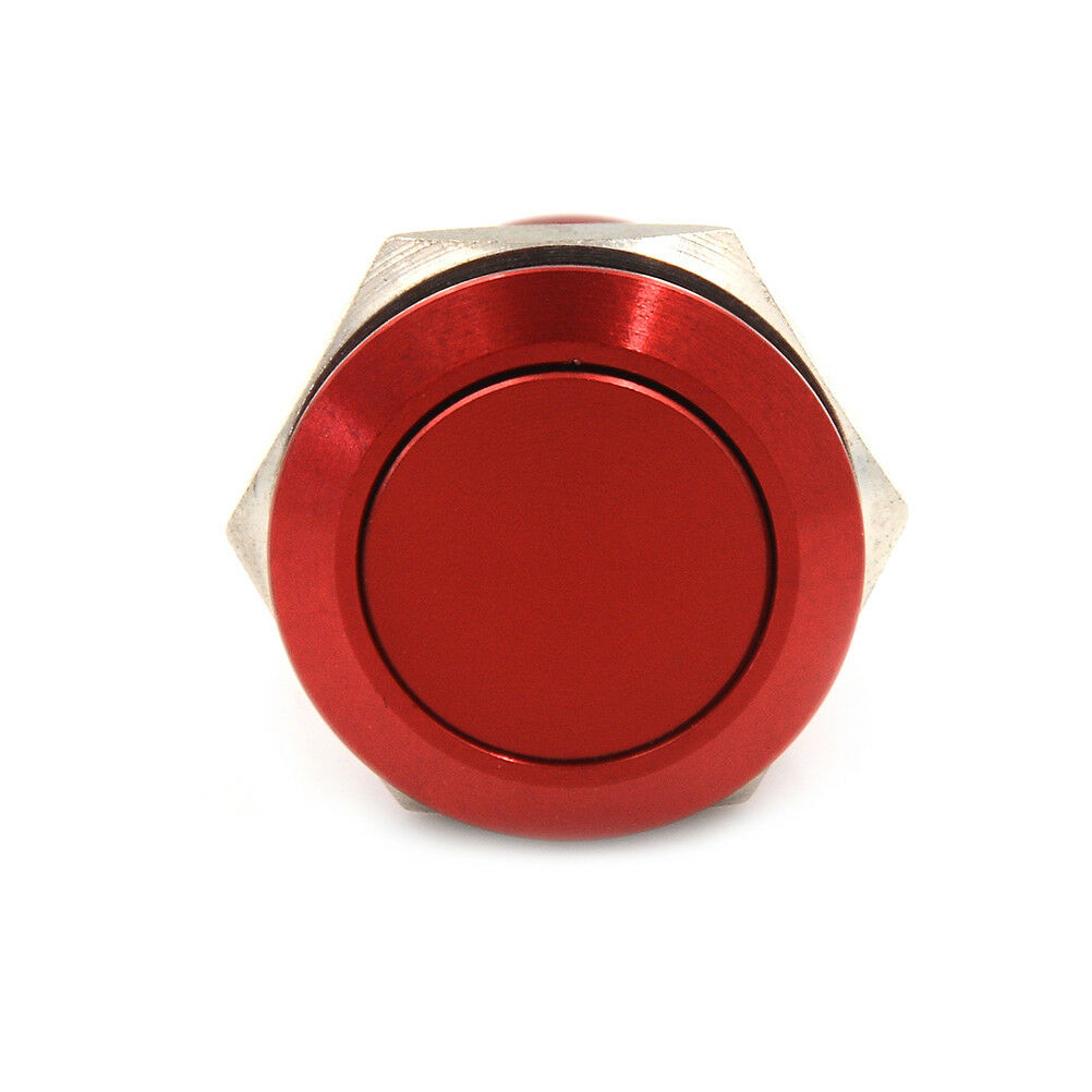 1PC 19mm waterproof red momentary metal push button switch flat top switch BDAU