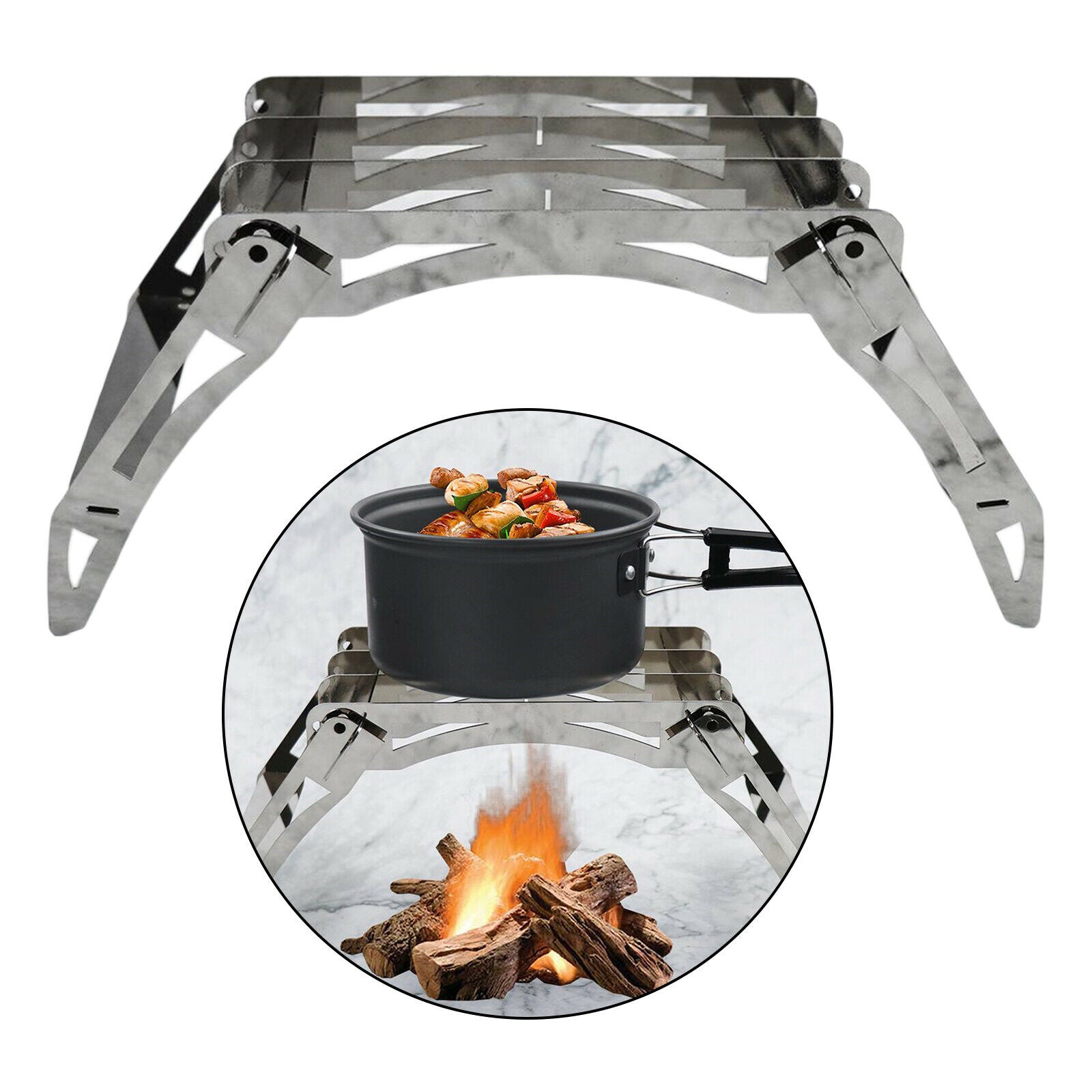 Foldable Detachable Burner Stove Stand Outdoor Pot Holder Picnic BBQ Grill