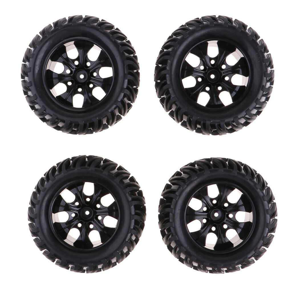 4 Piece of 125mm Rubber Tire Tyres with Wheels for HQ727 1/10 Short Course Truck