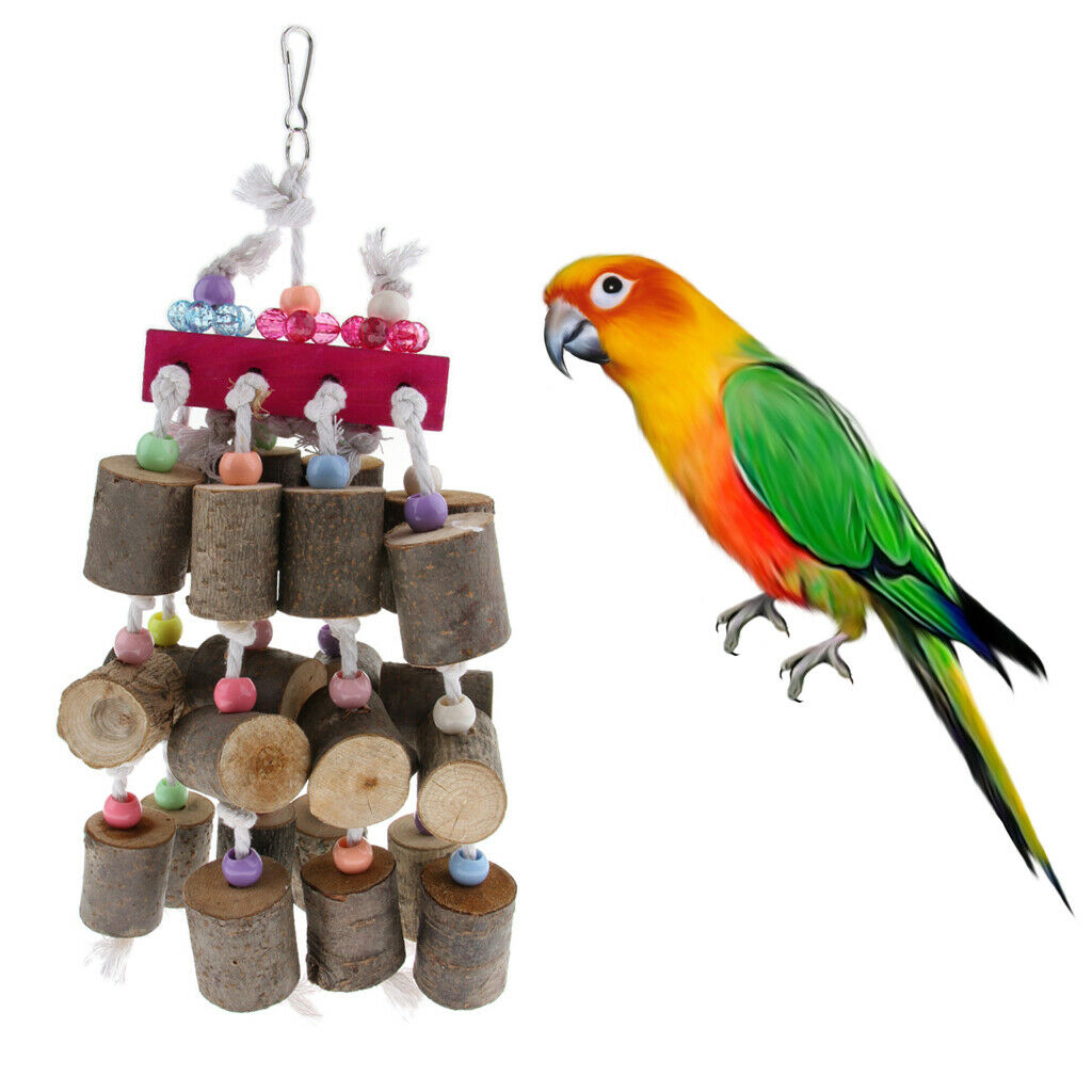 Natural Colorful Wooden Block Bird Chewing Toys For Large and Medium Parrots