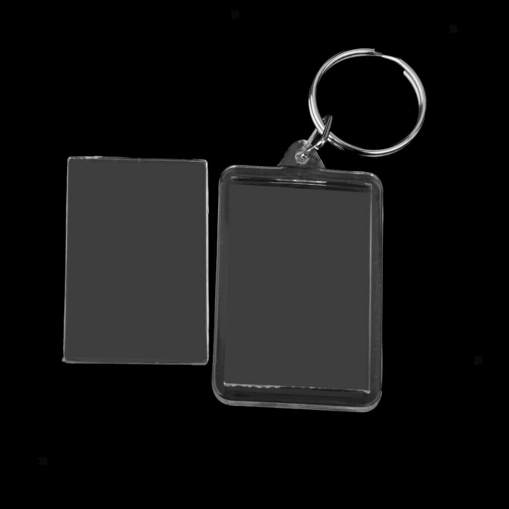 30Pcs Unisex Acrylic Rectangle Key Ring Keychain Blank Photograph Frame