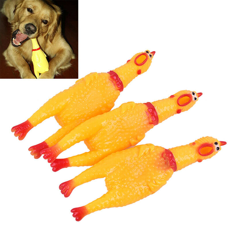 Dog Gadgets Novelty Yellow Rubber Chicken Pet Toys Novelty Screaming Chic.l8