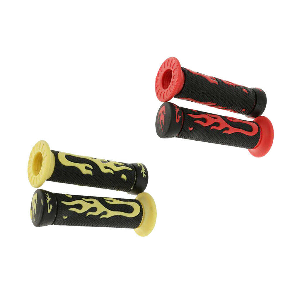 2 Pairs Yellow+Red 7/8'' 22mm Motorcycle Scooter Handlebar Hand Grips