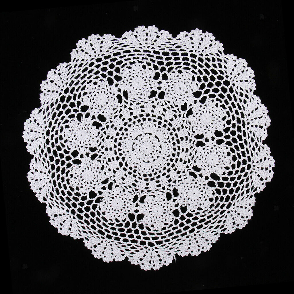 White Water Lily Crochet Cotton Lace Doily Table Placemats Doilies Mat 50cm
