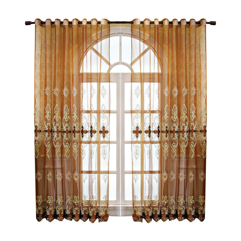 Lace Embroidered Tulle Curtain Fabric Sheer Voile Drape Semi-finished Retro New