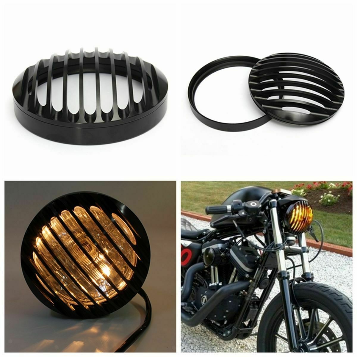 6 Inch Motorcycle Black Round CNC Aluminum