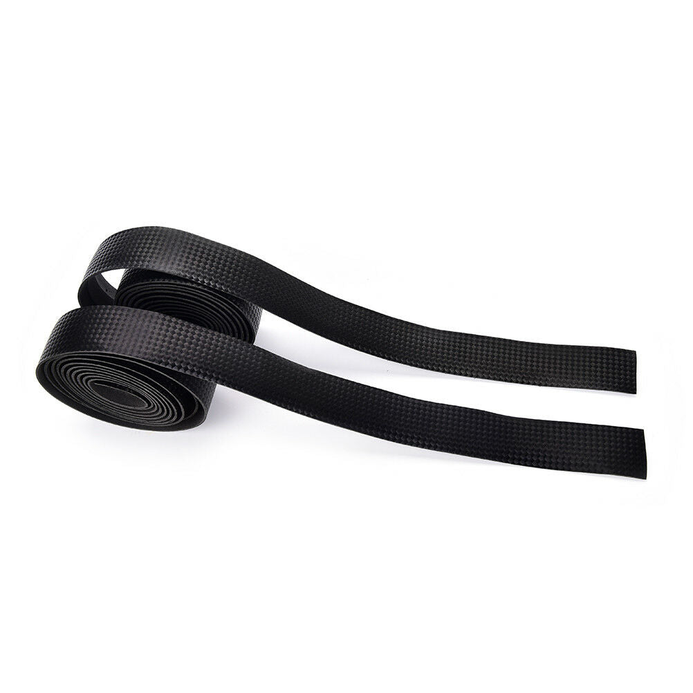 2X Bike Cycling Road Bike Carbon Fiber Handlebar Tape Wrap + 2 Bar Plug black Rf