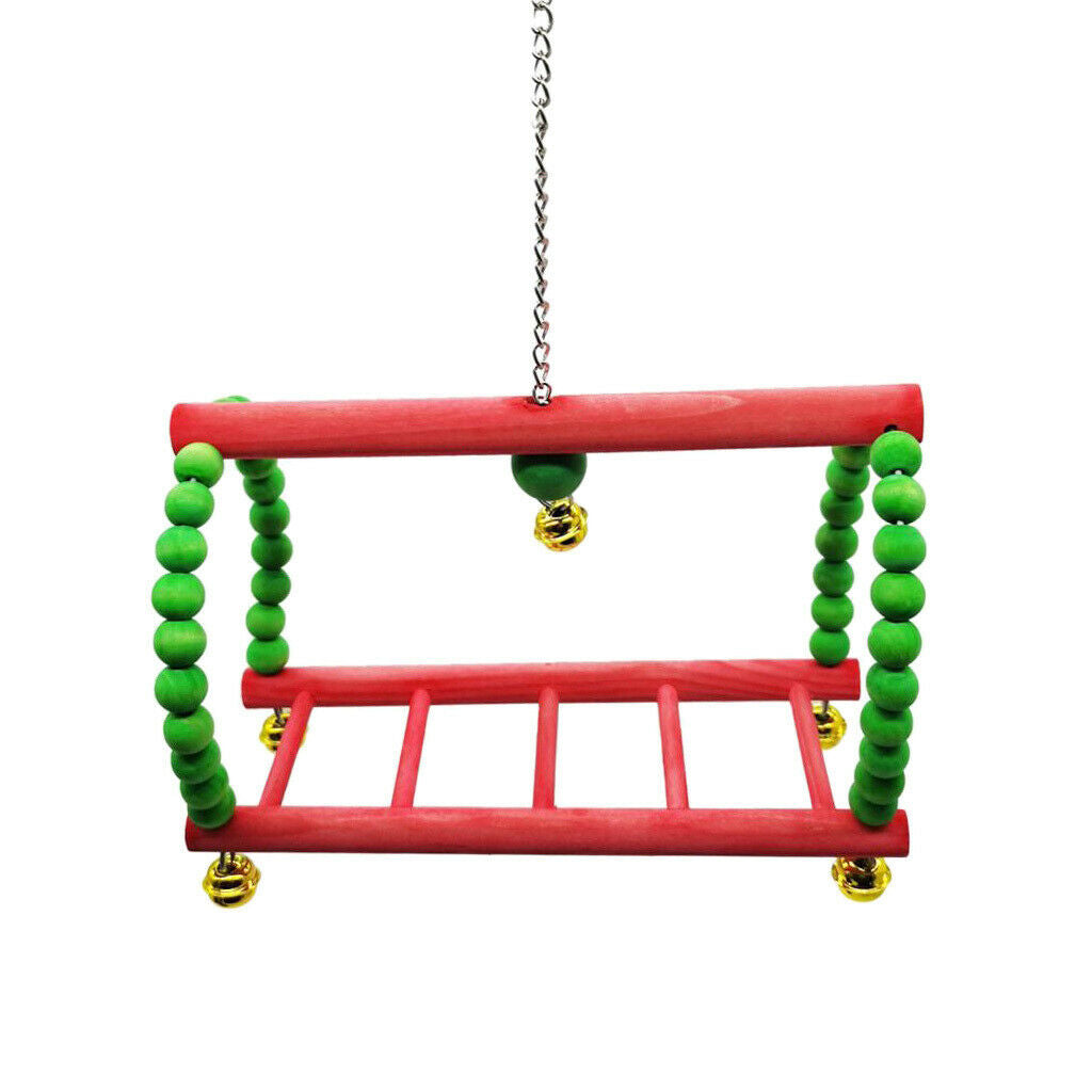 Birds Hanging Ladder Wooden Bridge Steps Stairs Climbing Swing With Bells
