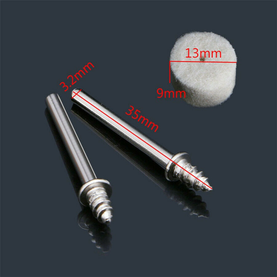 100 Pcs Wool Polishing Wheel +2 Clamp Shanks for Wood/Nuclear Carving/Jade/Ivory