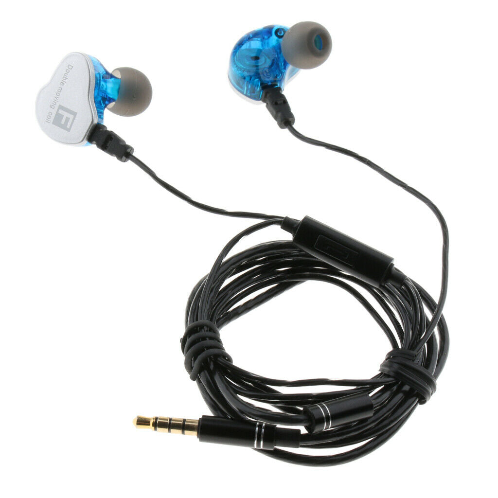 In-Ear Sports Earbuds 3.5mm Wired Earphone Bass Stereo Headset & Mic Blue