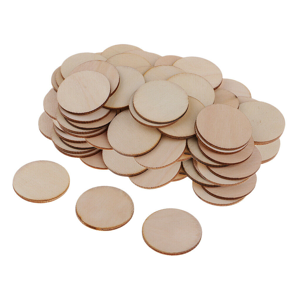 100x Blank Wood Plaque Pieces for DIY Painting Drawing Engraving Craft 35mm