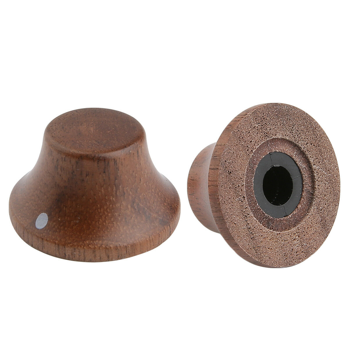 4x Walnut Wooden Strat Style Bell Knobs Guitar Bass Top Hat Knob w/Indicator Dot