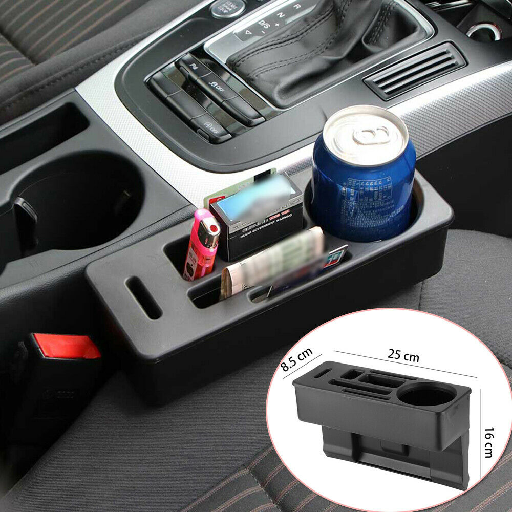 Multifunction Car Seat Crevice Storage Coin Box Organizer Phone Cup Holder Black