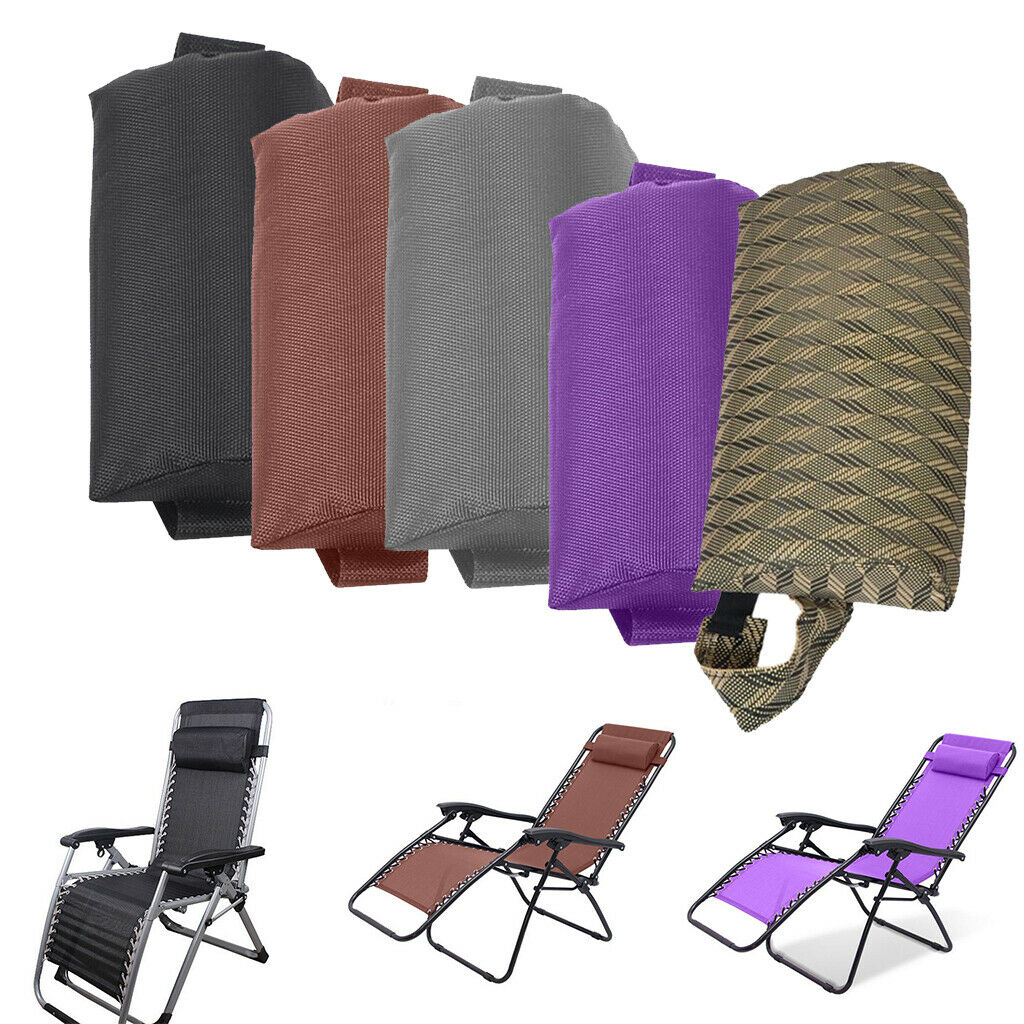 Set of 2 Black Padded Head Cushion Pillow for Outdoor Folding Recliner