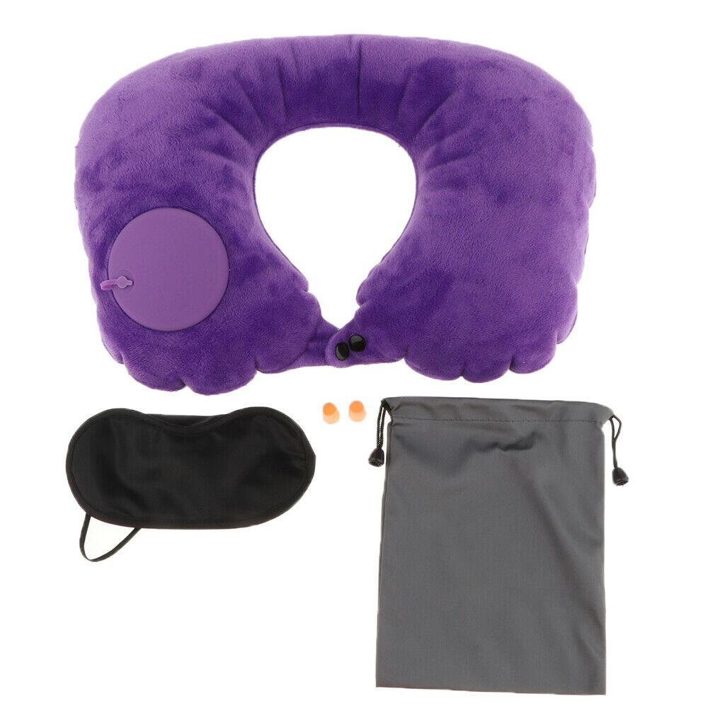2x Comfortable Inflatable U-shaped Pillow Neck Car  Head