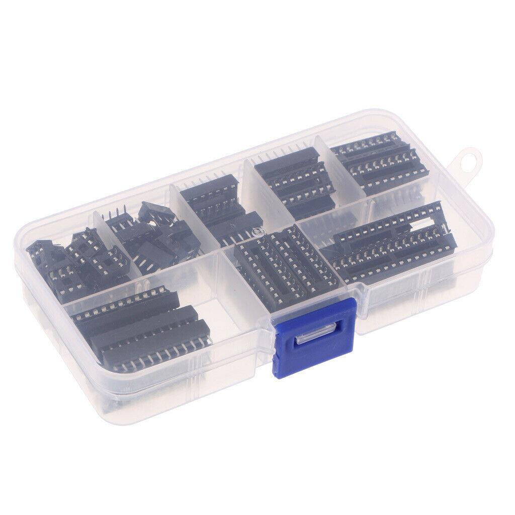Dual Row DIP IC Socket Connector Adaptor Assortment Kit With Box, Multi Pin(66