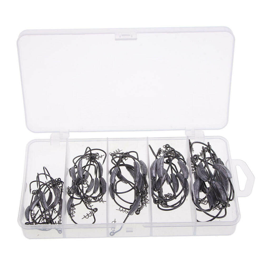 50pcs Weighted Superline Spring Hook with Centering Pin for Rigging Baits