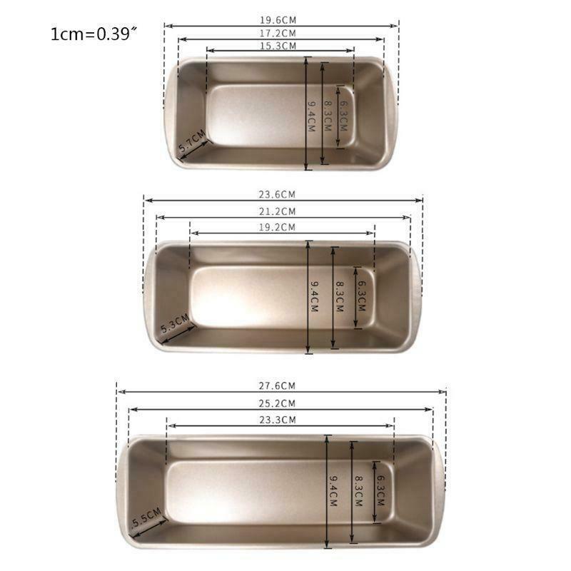 3pcs/set Rectangle Loaf Pan Toast Bread Cake Mold Carbon Steel Pastry Mould DIY