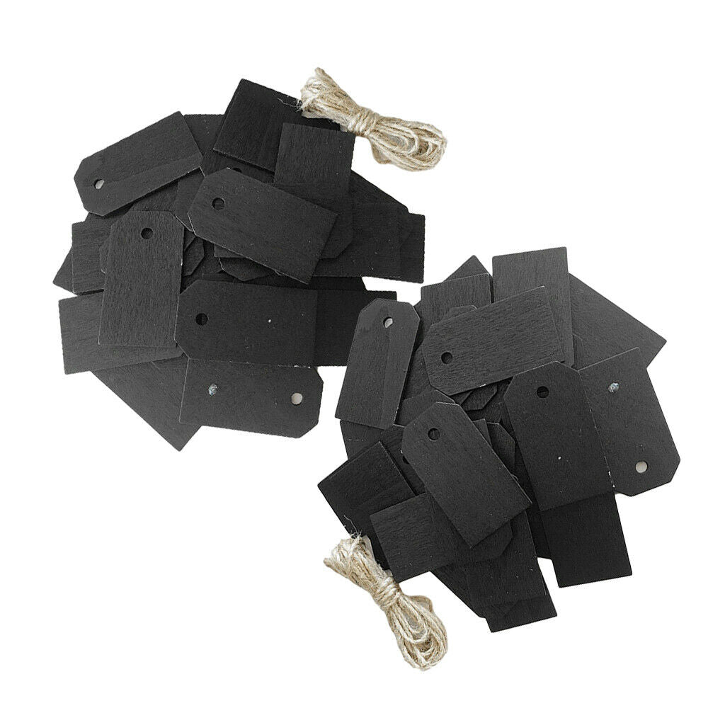 50pcs Wood Gift Tags Blackboard Wooden Hanging Label for Wedding Decoration