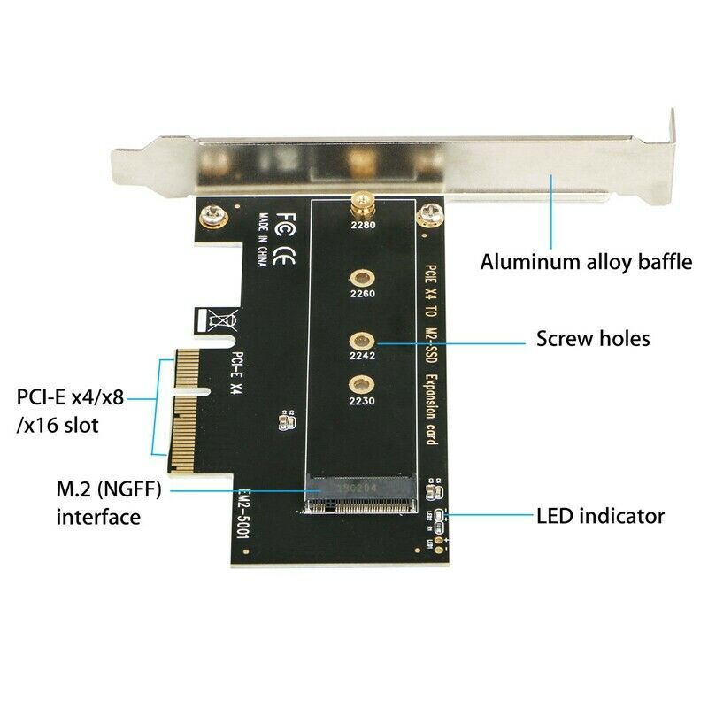 M.2 Nvme Ssd Ngff To Pcie 3.0 X4/X8/X16 Adapter Pcie To M2 Expansion Card M KeV6