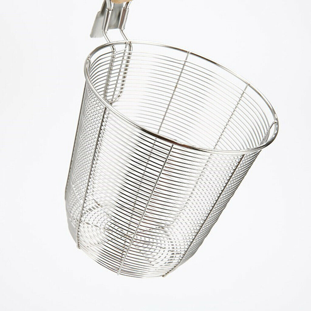 2x Kitchen Noodle Strainers with Hook, Stainless Steel, Deep Fry Basket  S+M