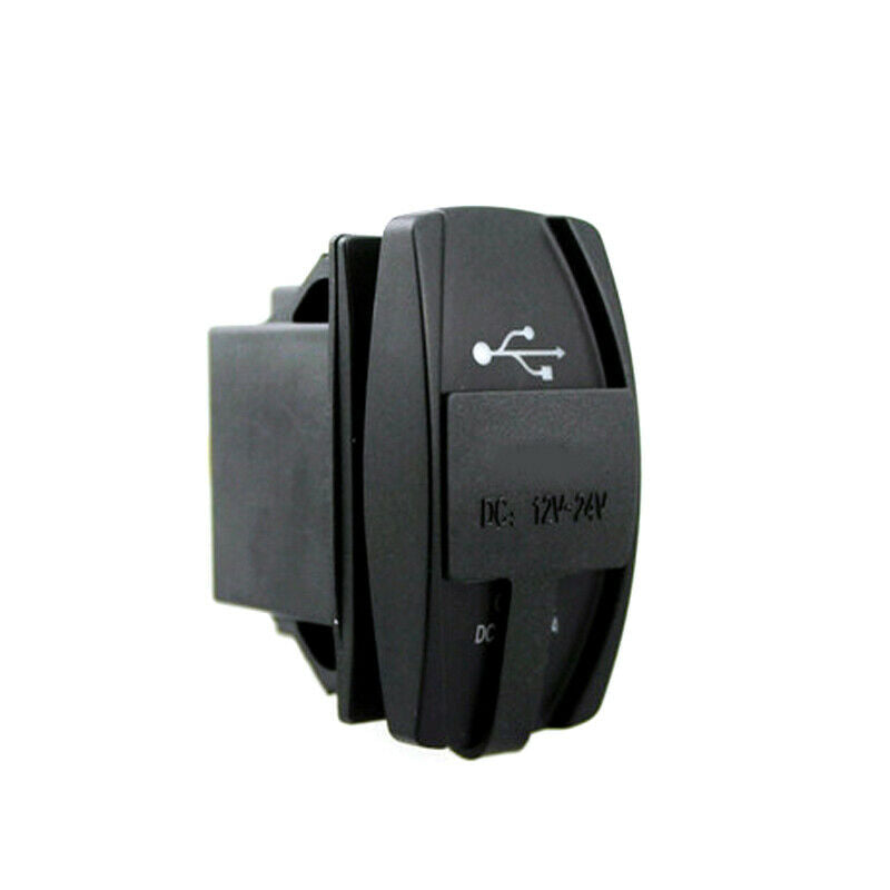Universal 3.1A Dual USB Charger Voltmeter Rocker Push Switch Car Boat Green LED