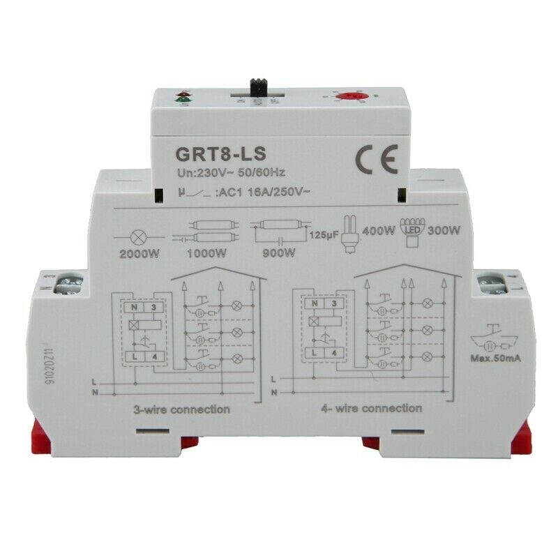 GRT8-LS Din Rail Staircase Switch Lighting Timer Switch 230VAC 16A 0.5-20Mins Q9