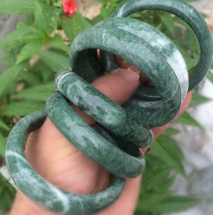 5pcs Natural jade bracelet jewellery Amulet stone Lady hand-carved 58-60mm AAA