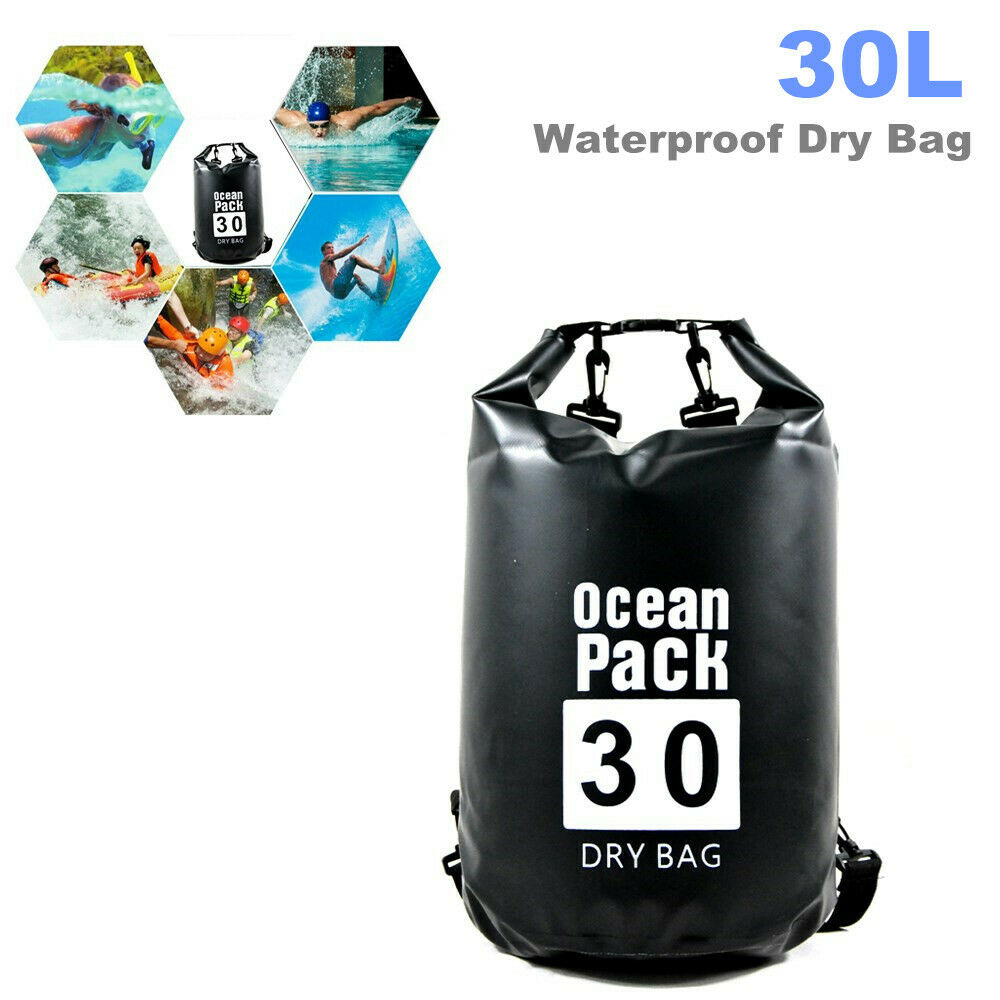 30L PVC Waterproof Dry Bag Boating Camping Rafting Sack Motorcycle Shoulder Bag
