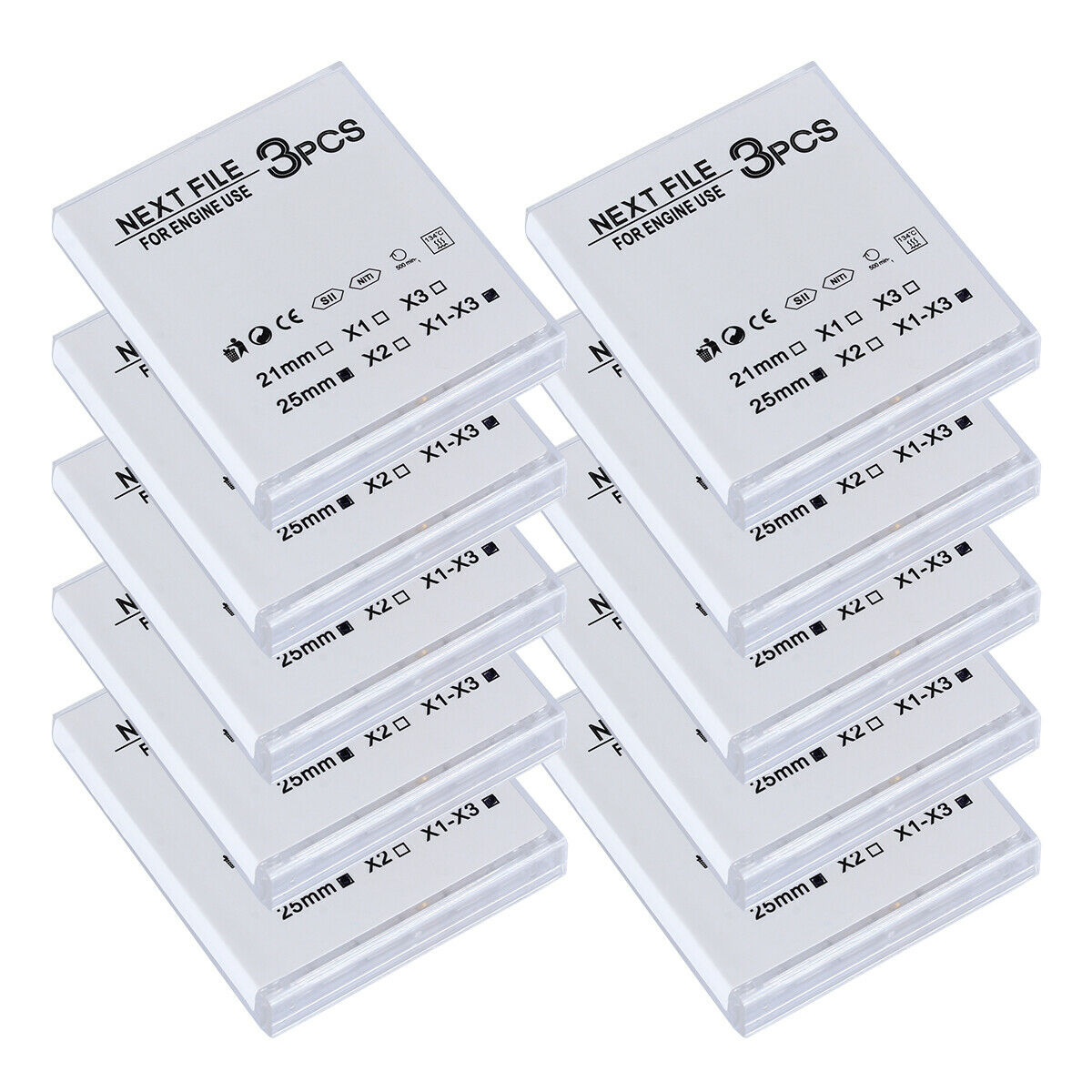 10 X Dental Endodontic Root Canal Assorted Niti X1-X3 Files 25mm Engine AZDENT