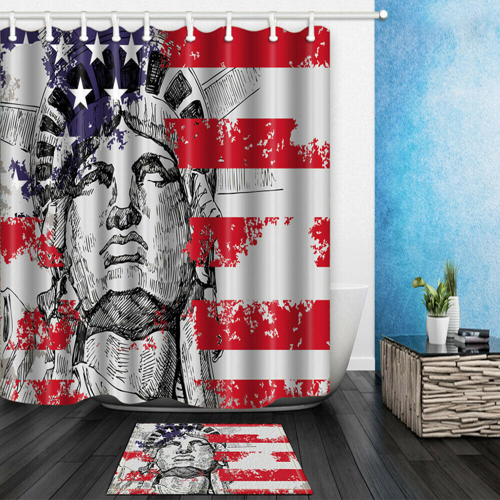 American USA the Statue of Liberty Painted Polyester Bath Shower Curtain