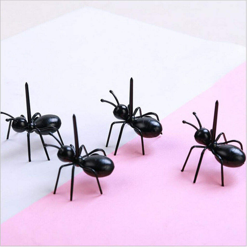 Set of 60 Ants Shaped Appetizer Fruit Forks Party Picks Black Reusable