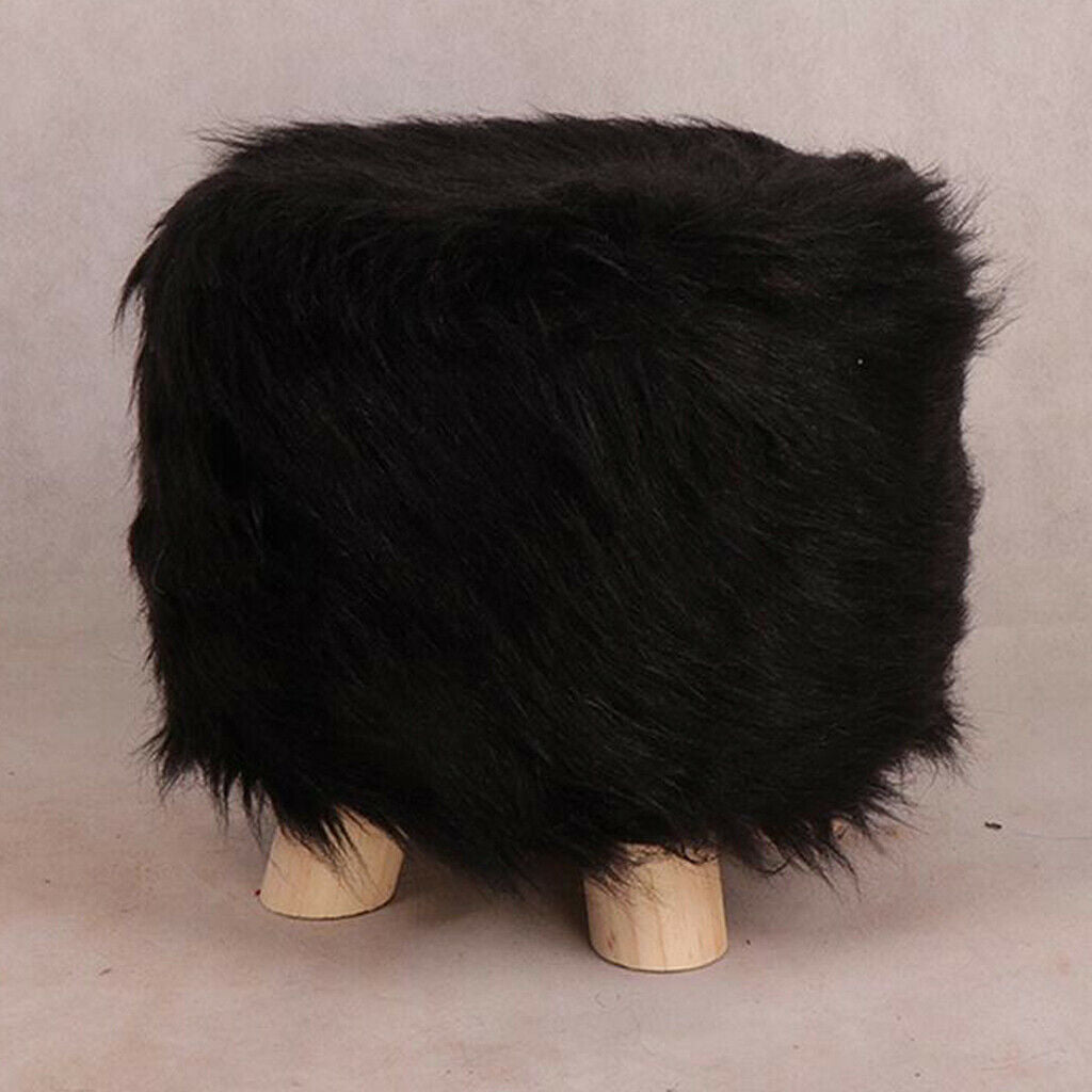 Velvet Round Stool Cover Protector for 28cm Dia. Wooden Stool Chairs Black