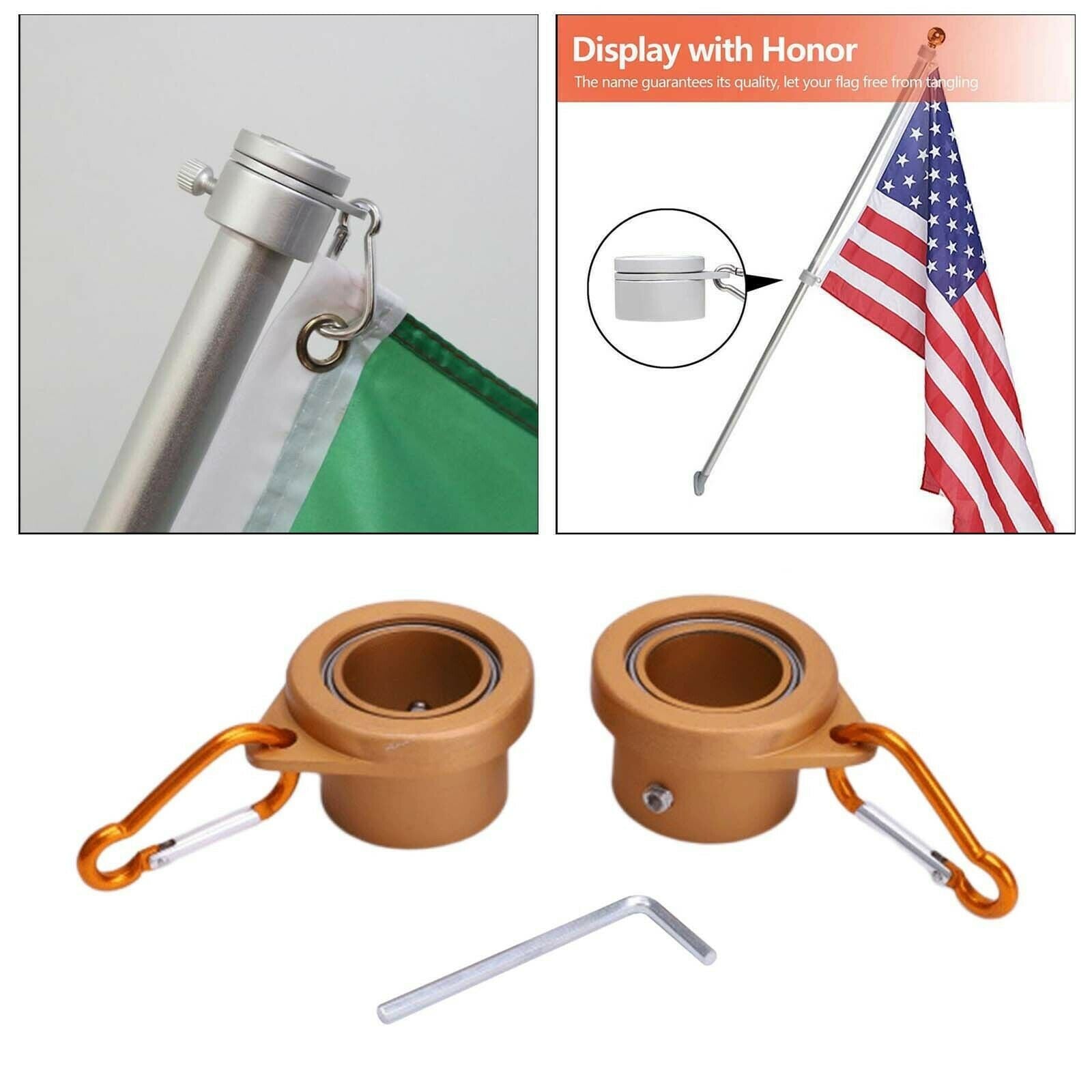 1 Pair Alloy Flag Pole Mounting Rings Grommet Clip for 1" Flagpoles Rotating