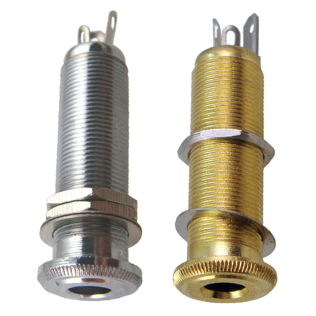 Lovoski 2xSilver Threaded Cylinder 6.35mm Jack Plug Guitar Bass Part