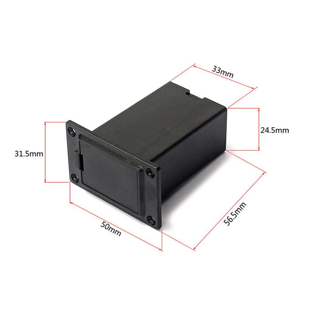 9V Battery Box Case Holder For Electric Guitar Bass Pickup, 1pc, Black