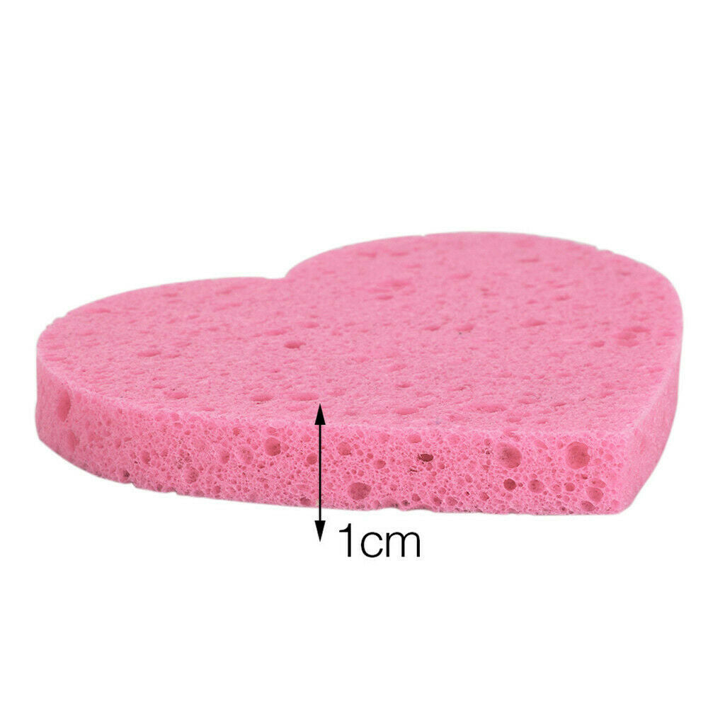 5Pcs Heart Shaped Face Cleansing Sponge Washing Pad Makeup Removal Puff Pink