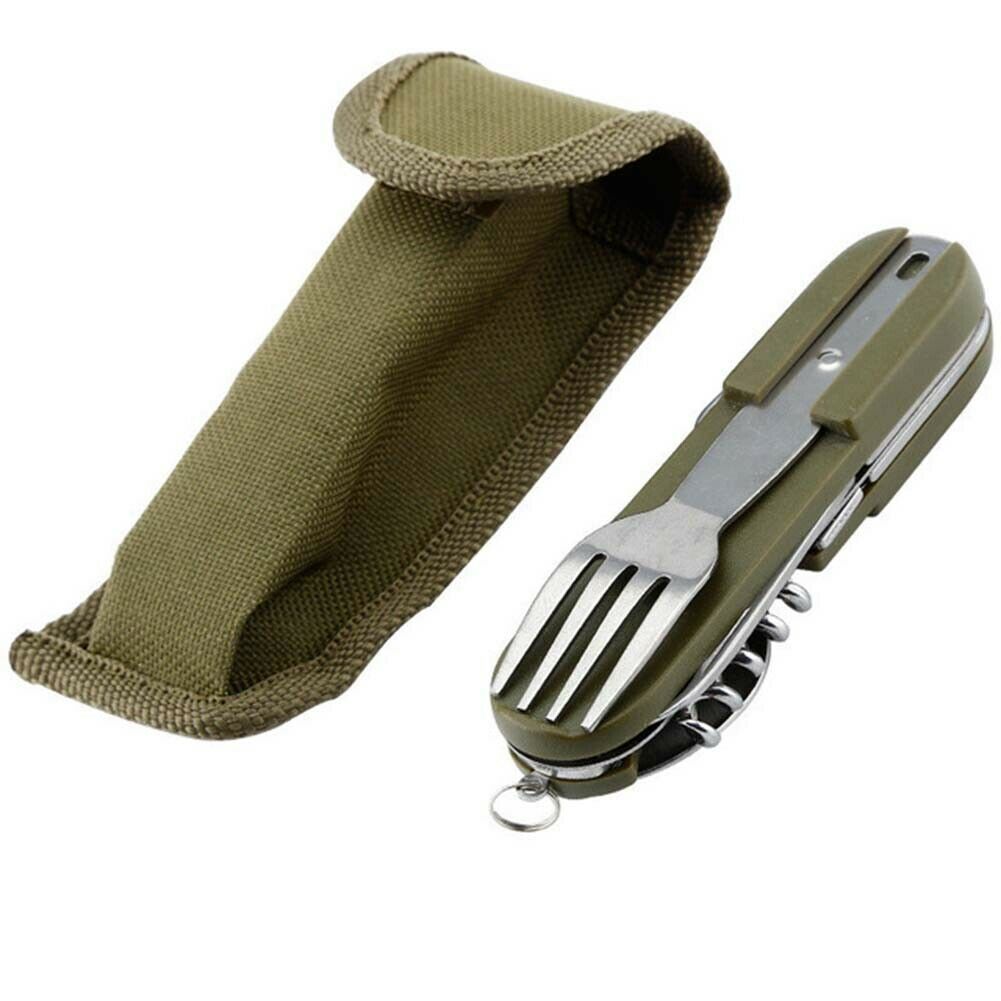 Outdoor Folding Tableware Spoon/Fork Multi Hiking Camping Utensil Reusable Set