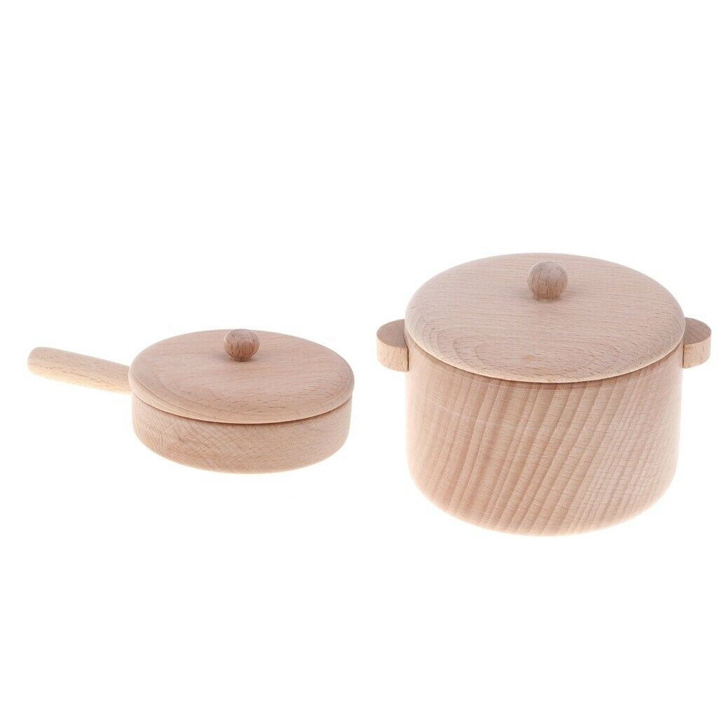 Wooden Frying Pan Set Kids Kitchen Imagination Kids Play Role Play