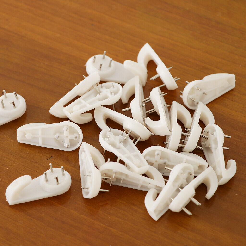 40 Plastic Picture Frame Wall Hooks Photos Mirror Hanging 4-Pin 21x50mm/20x40mm