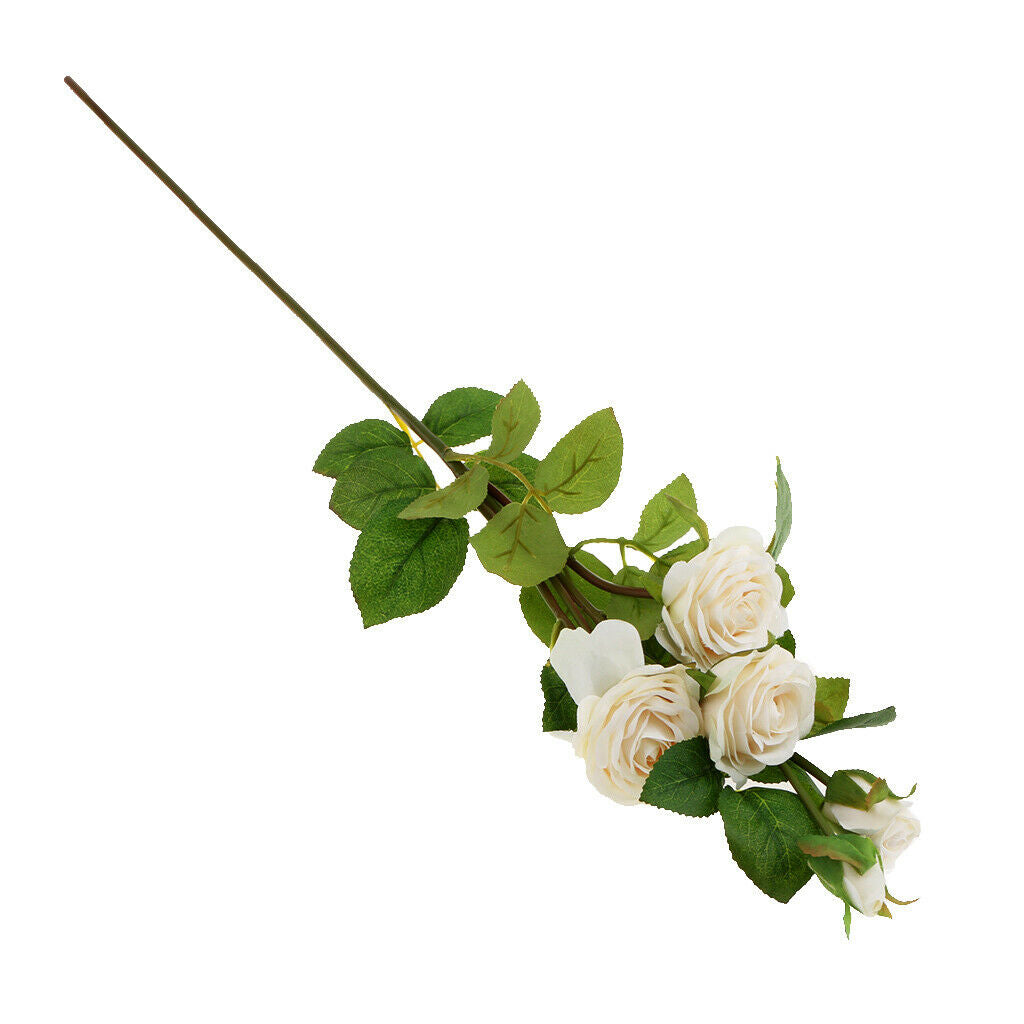 4x Bridal Bouquet Silk Rose Wedding Flower Favors Decor House Flowers White