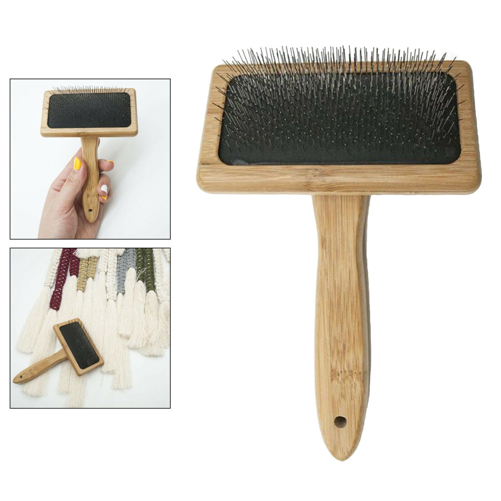 Pet Dog Cat Puppy Hair Shedding Grooming Wooden Slicker Trimmer Fur Comb Brush