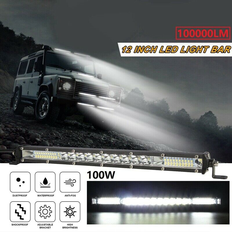 Ultra-Thin 1000W 12Inch Led WorkLight Bar Combo Flood Spot Offroad Truck UTVH2T7