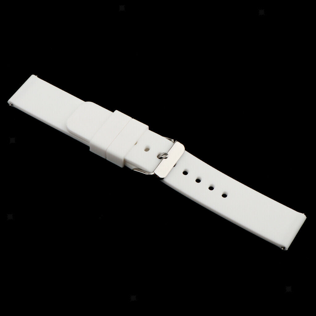 20mm Silicone Waterproof Sports Watchband Strap Deployment Clasp White