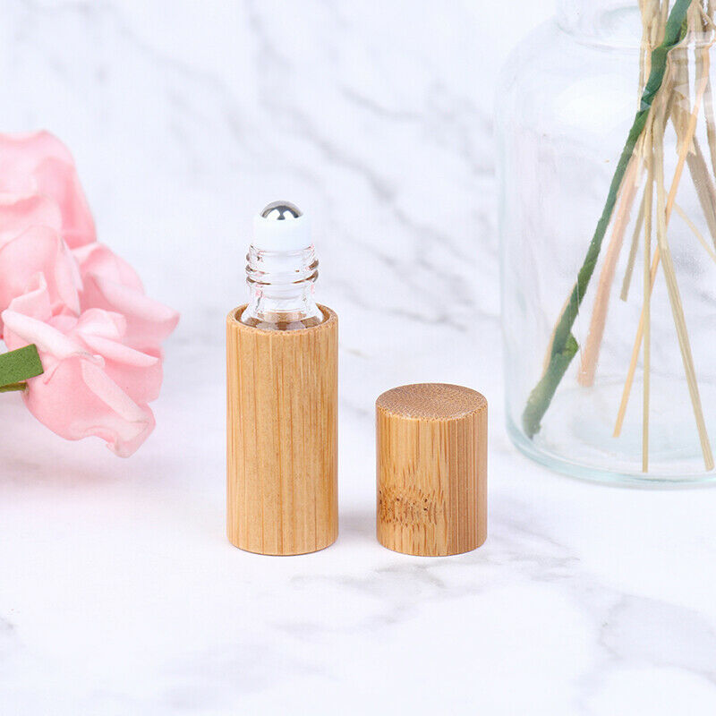 5ML Bamboo Wood Bottle Perfume Empty Oil Bottle Stainless Roll On Ball PerfuBDD