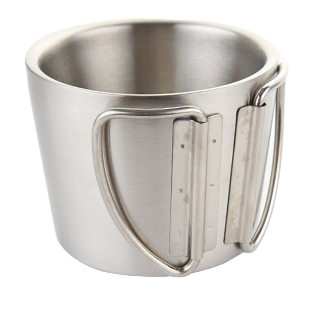 2Pcs Stainless Steel Mugs Metal Coffee Tea Cup Mug Cups Handles