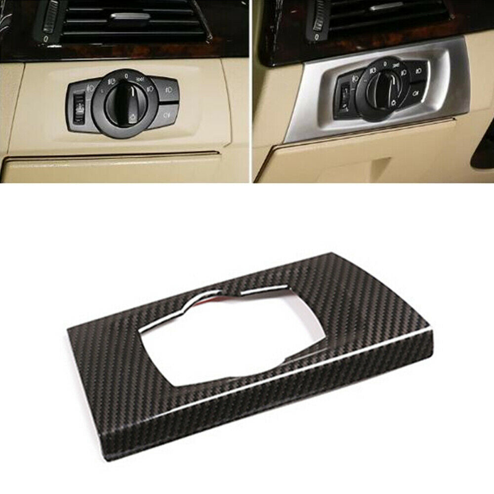 For 2005-12 BMW 3 Series E90 Sedan Headlight Switch Frame Trim Carbon Fiber Look