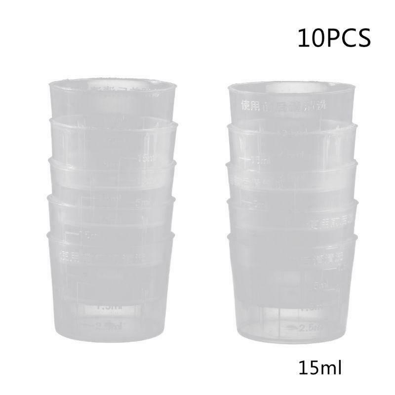 10Pc 15ml Clear Plastic Measuring Cup Graduated Measure Beaker Measuring For Lab