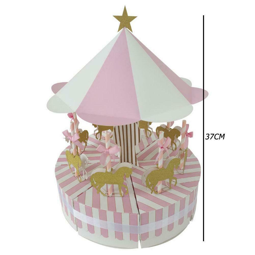 Romantic Carousel Candy Box Wedding Birthday Party Guest Gift Decor (Pink) @